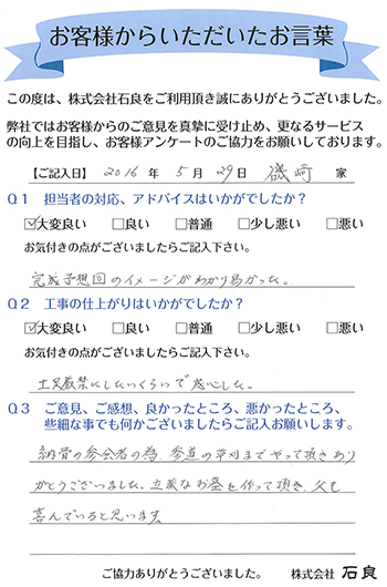 「松戸市 磯崎家」 立派なお墓を作って頂き、父も喜んでいると思います。