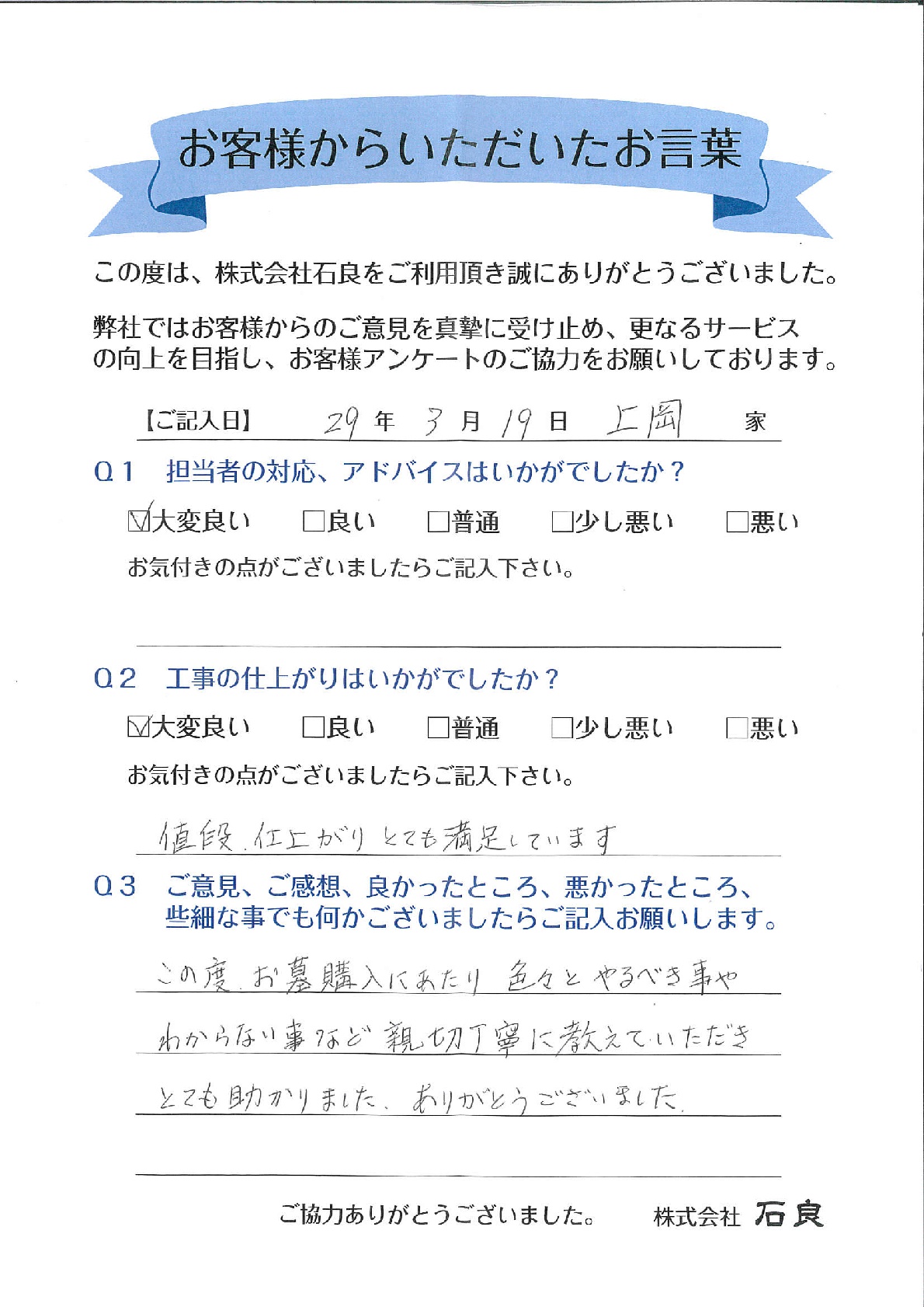 「松戸市　上岡家」親切丁寧に教えていただきとても助かりました。