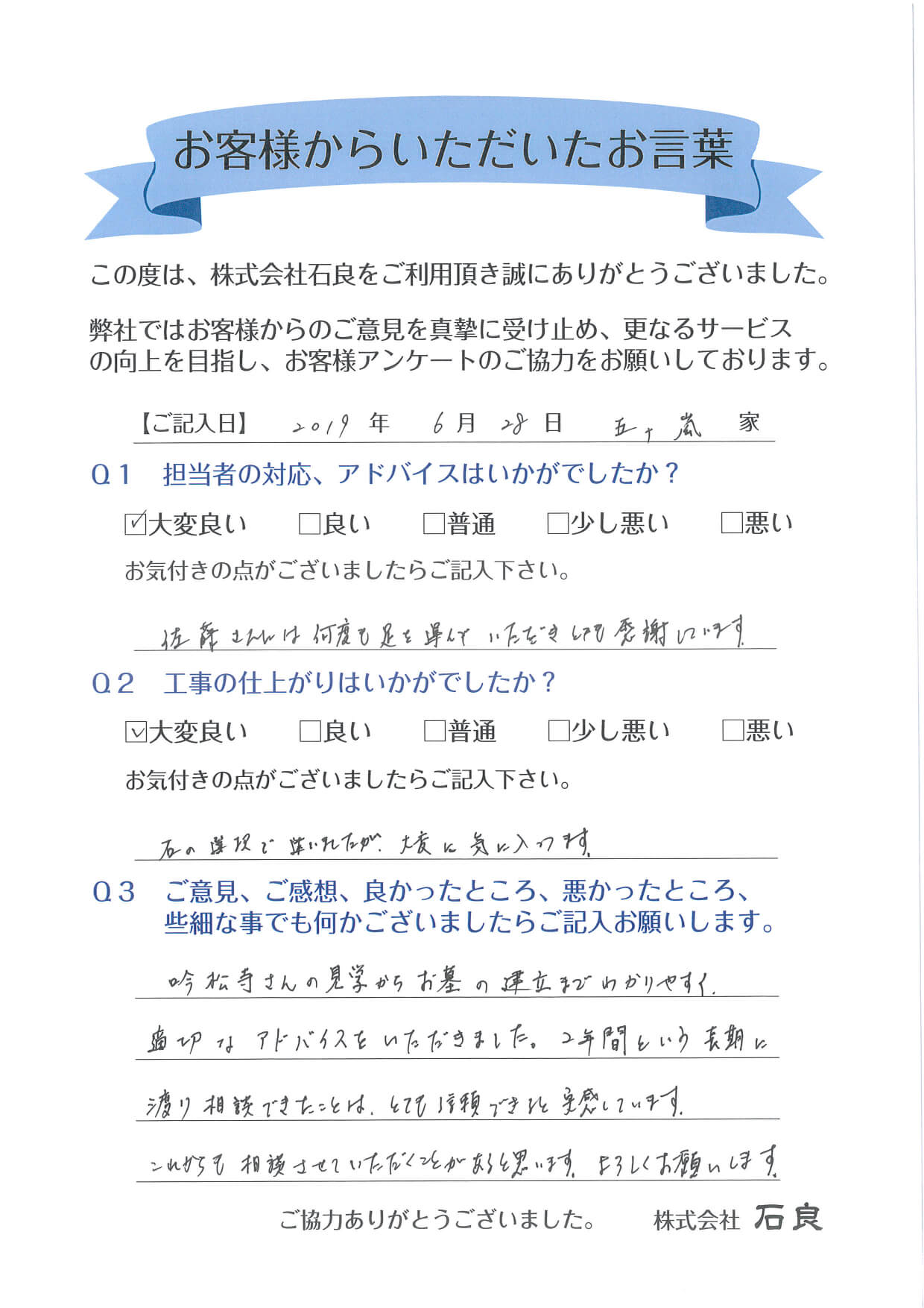 【五十嵐家】適切なアドバイスをいただきました