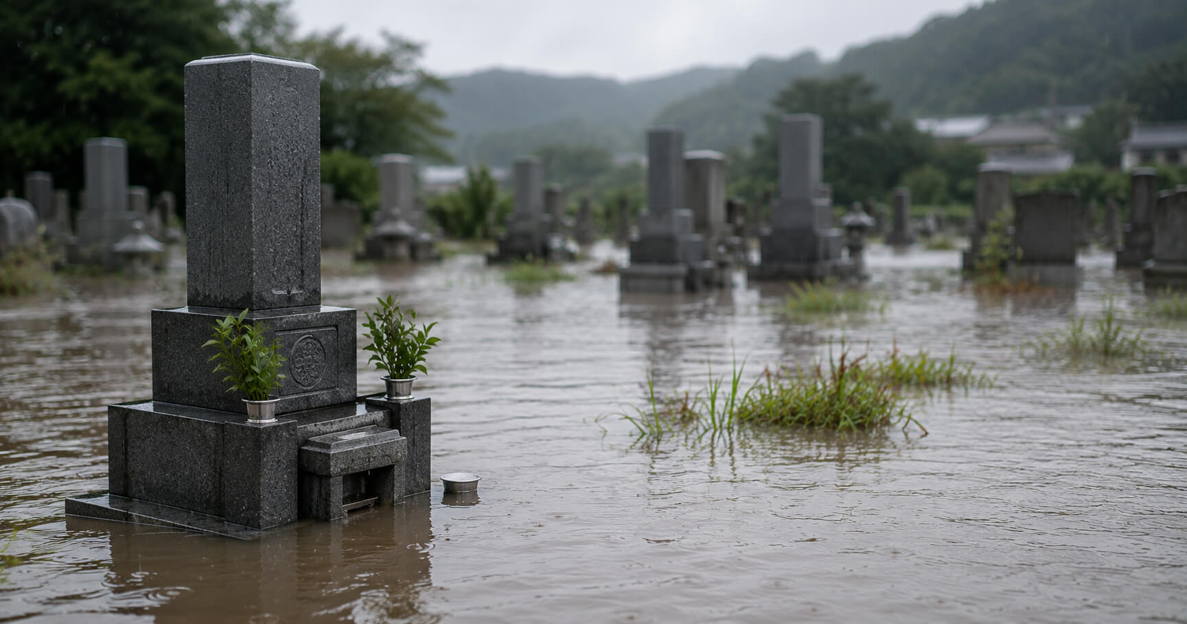 お墓が水没したらどうする？浸水後の対処法と予防策を紹介